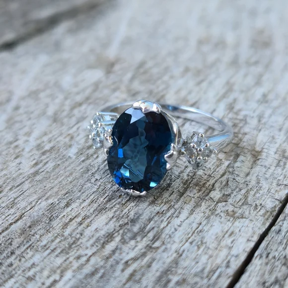 925 Sterling Silver London Blue Topaz Designer Signed RSI Size 10 Ring Thailand - Picture 13 of 16